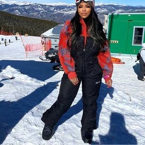 Women ski insulated jumpsuit snowboarding snow warm snow overall bib black